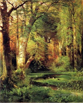 Bosque Painting - Paisaje de la escena del bosque Thomas Moran